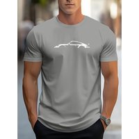 Men'Retro Car Pattern T-shirt with Classic Car Design Is Suitable for Car Enthusiasts and Casual Wear. Short-sleeved Casual Wear