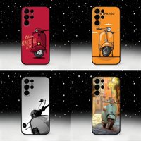 V-VespaS Scooter Phone Case For Samsung S25,S24 Ultra,S20,S30 plus,S22 plus,S23,S30 Ultra 5G Silicone Black Shell