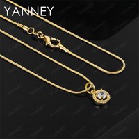 925 Sterling Silver 18K Gold 16-30 Inch Exquisite Round Zircon Pendant Necklace for Women's Wedding Jewelry