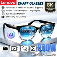 Nouvelles Lunettes Intelligentes IA Lenovo 2026 avec Caméra HD 800W, Prise de Vue 8K, Appel Vocal, Traduction, Bluetooth et IA pour Moto