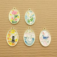 10pcs Flower Cat Swan Dove Charm for Jewelry Making Enamel Necklace Bracelet Earring Pendant Craft Alloy Metal Gold Plated