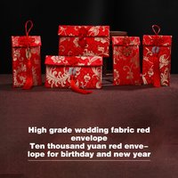Chinese Style Brocade Red Envelope Bag Spring Festival Luck Red Packets Bag for Chinese Wedding Birthday Invitation Card Bag