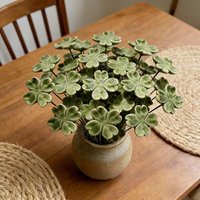 ● 6/8/10pcs Four-Leaf Clover Ceramic Flowers Symbolize Luck, Hope, Faith, Love Never Fading, Eternal Ceramic Flowers Home Decor