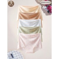 5pcs cute floral panties butterfly print ice silk women's underwear comfort soft casual briefs sporty women's boxer shorts
