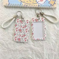 Floral Pattern ID Card Holder With Lanyard Custom Name Text Protector Case For Office Staff Teacher Business Personalized Cover