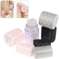 8pcs Extra Large Aluminum Core Black Grey Hair Rollers Set Multiple Size Hook & Loop Jumboo Air Bang Magic Sleep Curl Bar 60mm