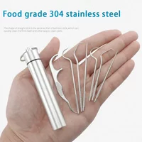 Toothpick Set Tooth Flossing Reusable Aluminium Alloy Toothpicks Portable Toothpick Floss Teeth Cleaner Oral Cleaning