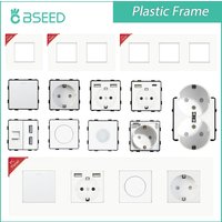 BSEED Plastic Frames EU Standard Light Switches Module Wall Sockets DIY Function Dimmer Base USB Type-c Parts PIR Sensor Switch
