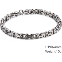 Fongten Powerful Versatile King Chain Men's Stainless Steel Rock Bracelet Punk Byzantine Chain Trendy Wrist Fashion Jewelry Gift