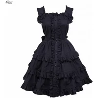 Gothic Lolita Dress Cotton Black Sleeveless Cosplay Costumes Beautiful Girls Lolita Dress Ainclu XS-XXL/Support Customization