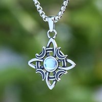 2023 New Lucky Gift 316L Stainless Steel Unique Viking Celtic Knot And Moonstone Pendant Necklace Couple&Wedding Gift