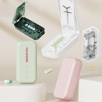 1pc Portable Multifunctional Pill Cutter & Divider with Stainless Steel Blade - - Cut, Grind & Store- Compact 2-In-1 Pill Box