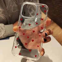 Cute Red Love Heart Clear Phone Case For iPhone 17 16 15 14 13 12 11 Pro Max Air 15 14 Plus XS X XR Transparent Silicone Cover