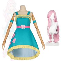 Equestria Girls Fluttershy Cosplay Kleid und Perücken EG Little Pony Kostüme Halloween Karneval Party Fluttershy's Dressing Up