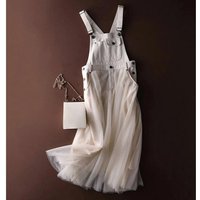 Fashion Patchwork Women's Denim Camisole Dress Solid Color Summer Button Kangaroo Pocket Design Versatile Tulle Skirt