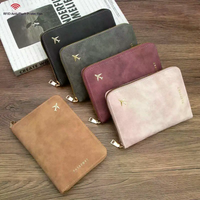 PU Multi-Functional RFID Blocking Passport Bag Travel Document Holder With Zipper Ticket Storage Wallet For Multiple Passports