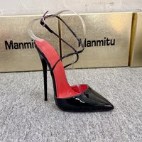 16/14cm High Heels Sandals,Front Cross Strap Stage Show Summer Shoes,Ankle Buckle One-Strap,Pointy Toe,White,Silver,Custom Color