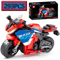 MOC 293PCS Red Motorcycle Model Creative DIY Assembly Building Blocks Racing Puzzle Toys Male Gift Ornament