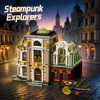 Creative Steampunk Explorers Plane Model Building Blocks Street View MOC Modular Assembly Educational Toys Adult Gifts 3124pcs