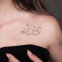 Minimalist Mountain Line Tattoo Sticker Waterproof Long Lasting Fine Line Temporary Tattoo for Women Arm