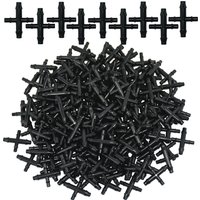 KESLA 50PCS Plastic Barbed Couplings 4-Way Tee Connector for 3/5mm Tubing Watering Pipe Hose Micro Drip Irrigation Garden Tools