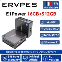 ERVPES E1Power Mini AI PC Intel Core Ultra 5 115U 8 Kerne 10 Threads 16GB LPDDR5 512GB SSD WiFi Bluetooth USB HDMI Typ-C Windows 11 Wifi 6 BT5.0