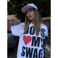 GIRLS&BOYS LOVE MY SWAG American Y2K Hip Hop Retro Cotton Short sleeved T-shirt Summer Women's Loose And Breathable Couple Top