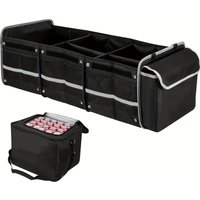 Trunk Organizer with Cooler Bag Foldable Adjustable Car Storage Organizer with 3 Compartments for Camping Picnics Outerdoor Use