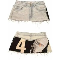 Hip Hop Y2k Mini Short Skirts Applique Print Denim Goth Street Harajuku Vintage High Waist Sexy Loose Casual Womens Skirt