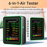 6 In 1 Air Quality Monitor Portable Multifunctional Display with High Precision Sensor for Home Office Warehouse