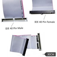 30cm IDE 40 Pin Male to Female Hard Drive Data Extension Cable Flat Ribbon Cord For 3.5 Inch PATA HDD