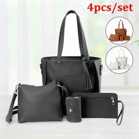4Pcs/set PU Leather Crossbody Bags High Capacity Women Bag Set Pattern Portable Shoulder Bags Purse Simple Ladies Handbag