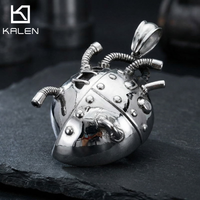Trendy Men's Steampunk Stainless Steel Mechanical Heart Pendant Polished Necklace Retro Industrial Style Morden Jewelry
