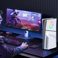 For PS5 Slim Case Top Cover with Light Strap Replacement Panel Top Cover With Heat Dissipation Holes With RGB Light