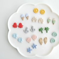Mini Summer Beach Ocean Series Polymer Clay Cutters Set Ocean Animal & Vacation Molds for DIY Jewelry Making Tools Decor