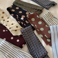 Korean Style Polka Dot & Stripe Printed Scarf, Skinny Long Ribbon for Hair & Bag, Versatile Elegant Neck Scarf