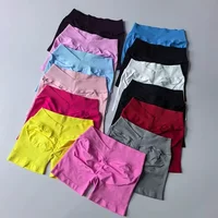 Women's High-Waisted Seamless Yoga Shorts Fitness Sports Low Ribbed Band Scrunch Butt Workout Booty Running Short Pants