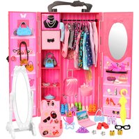 Dollhouse Furniture Doll Wardrobe Plastic Portable Closet Can Collect Doll Clothes And Accessories DIY Birthday Christmas Gift