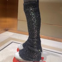 Figure Skating Leg Protectors, Warm Plush, Hot Drilled Leg Socks