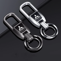 Metal Double-Ring Keychain: Alloy Car Keychain Specifically Designed for Mitsubishi Ralliart, ASX, Lancer, Cordia, Pajero, Outl