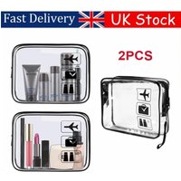 2PCS Clear Travel Toiletries Bag PVC Transparent Waterproof Leak-Proof Portable Zipper Makeup Bag Cosmetic Pouch Organizer Box for Men Women Carry On Air Travel Airline Compliant Bag