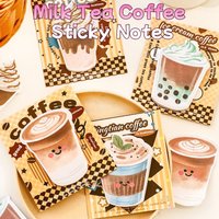 120/240 Sheets Coffee Tea Sticky Notes, Cute Fresh Memo Pads for Students, Stickiness Learning Stationery Office Supplies.