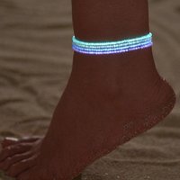 4Pcs/Set Luminous Rice Beads Anklets For Women Colorful Elastic Beaded Anklet Chain Glow In The Dark Beach Sandy Foot Jewelry