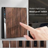 Button Switch Panel European Standard 86 Type Wood Grain Retro Minimalist Modern Style Night Led Indicator Light 1 2 3 4 Gang