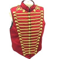 Adult Cosplay Rock Band Red Suede Jacket Punk Military Drummer Sleeveless Parade vest Marching Band My Chemical Romance Costume