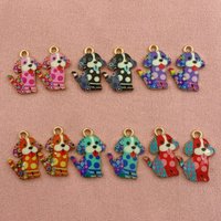 12pcs Cartoon Cute Alloy Printed Pendant Dog Accessories Animal DIY Bracelet Necklace Pendant Accessories