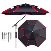 Outdoor Parasol Fishing Umbrella Double Layer Waterproof Beach Umbrella Sun Protection 360 ° Adjustable Camping Parasol 2.0-2.6M