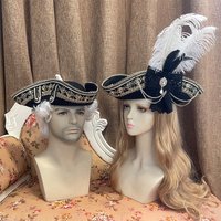 18th Century European Aristoratic Trilby Hat Medieval Captain Pirate Hat Renaissance Duke Feather Hat
