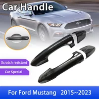 Carbon Fiber Door Handle Cover for Ford Mustang 6 MK6 S550 2015~2023 Car Exterior Style Accessories Stickers 2016 2017 2018 2019