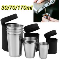 4/6Pcs Outdoor Travel Stainless Steel Cups Mini Glasses Set for Whisky Wine with Case Portable Drinkware Cup 30ml/70ml/170ml New